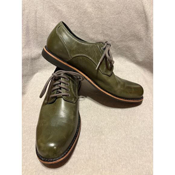 UGG Hixon Oxfords Men’s Size 8.5 Distressed Olive Green Leather Shoes. - Picture 3 of 10